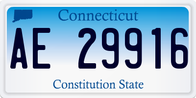 CT license plate AE29916