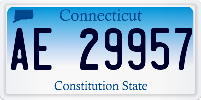 CT license plate AE29957