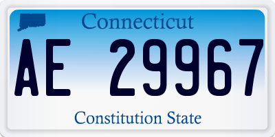 CT license plate AE29967