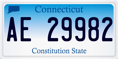 CT license plate AE29982