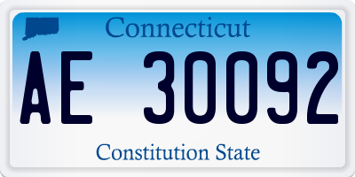 CT license plate AE30092