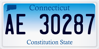 CT license plate AE30287