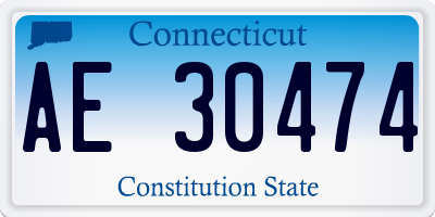 CT license plate AE30474