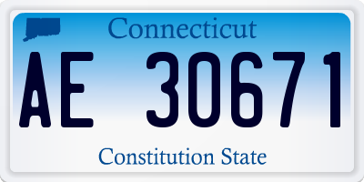 CT license plate AE30671