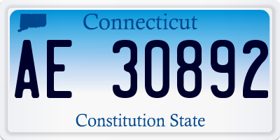 CT license plate AE30892