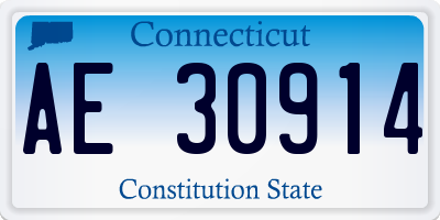 CT license plate AE30914
