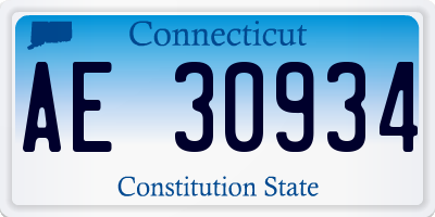 CT license plate AE30934