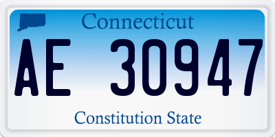 CT license plate AE30947