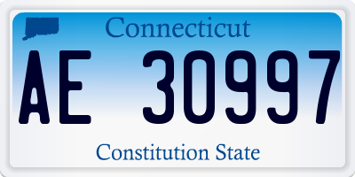 CT license plate AE30997