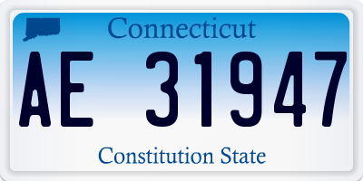 CT license plate AE31947