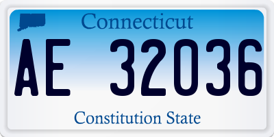 CT license plate AE32036