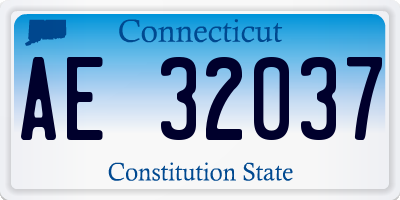 CT license plate AE32037