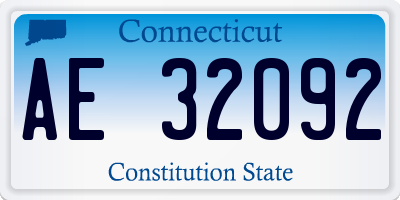 CT license plate AE32092