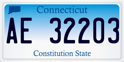 CT license plate AE32203