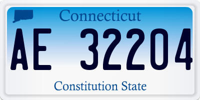 CT license plate AE32204