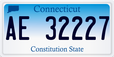 CT license plate AE32227