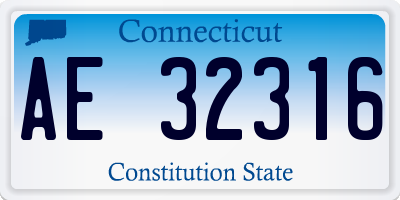 CT license plate AE32316
