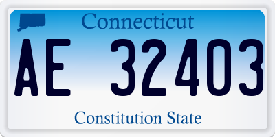 CT license plate AE32403