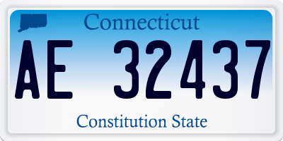 CT license plate AE32437