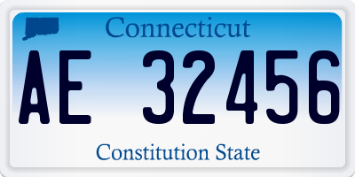 CT license plate AE32456