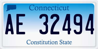 CT license plate AE32494