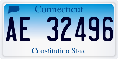 CT license plate AE32496