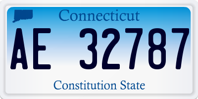CT license plate AE32787