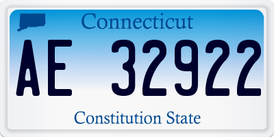CT license plate AE32922