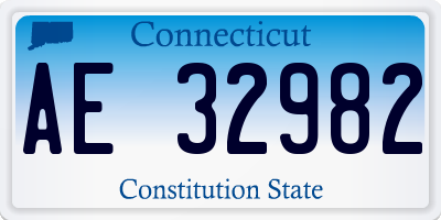 CT license plate AE32982