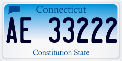 CT license plate AE33222