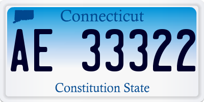 CT license plate AE33322