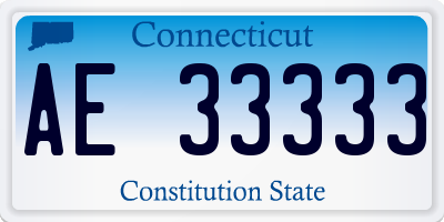 CT license plate AE33333