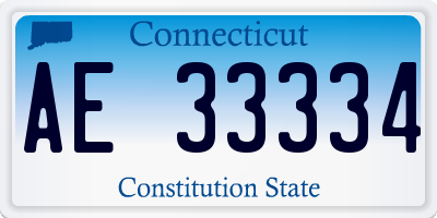 CT license plate AE33334