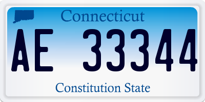 CT license plate AE33344