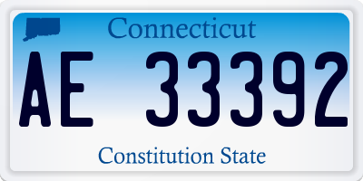 CT license plate AE33392