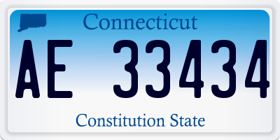 CT license plate AE33434