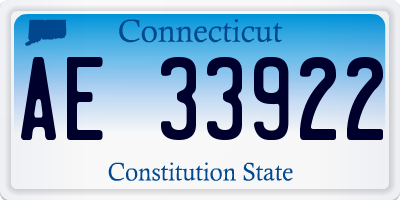 CT license plate AE33922
