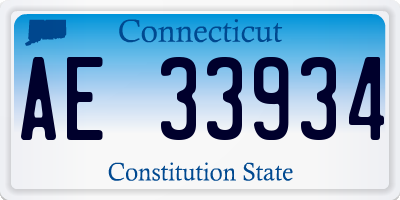 CT license plate AE33934