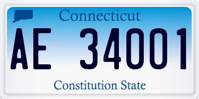 CT license plate AE34001