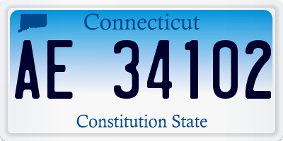 CT license plate AE34102