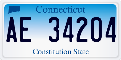 CT license plate AE34204