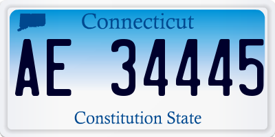 CT license plate AE34445
