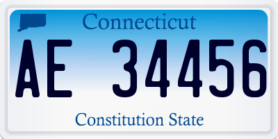 CT license plate AE34456