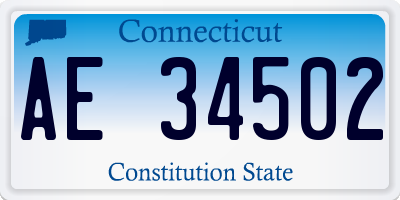 CT license plate AE34502