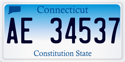 CT license plate AE34537