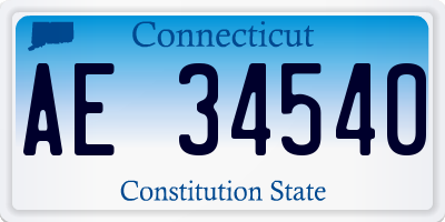 CT license plate AE34540
