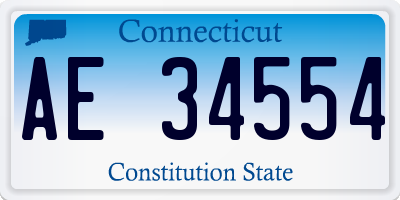 CT license plate AE34554
