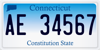 CT license plate AE34567