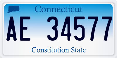 CT license plate AE34577