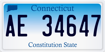 CT license plate AE34647